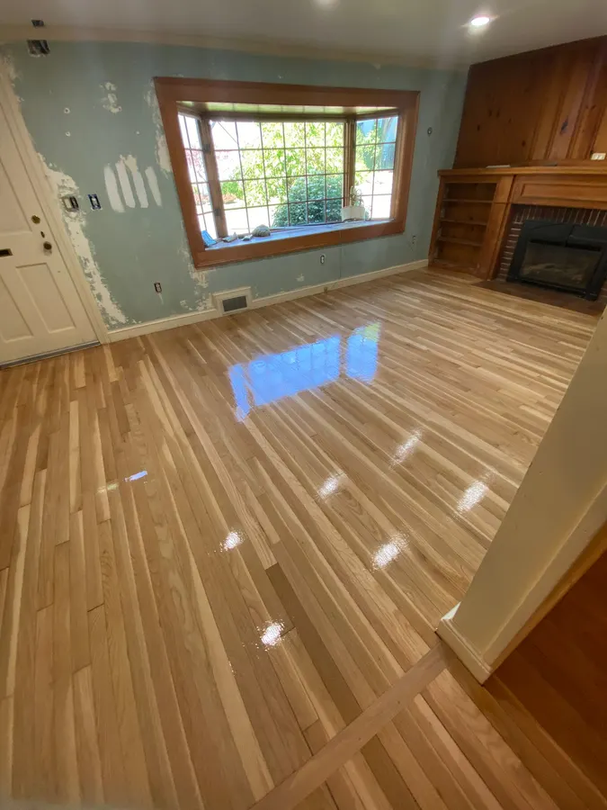 Freshly refinished hardwood floor