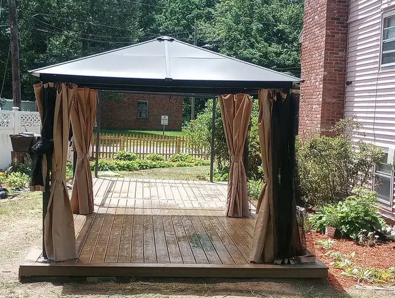 Gazebo built on a wood deck